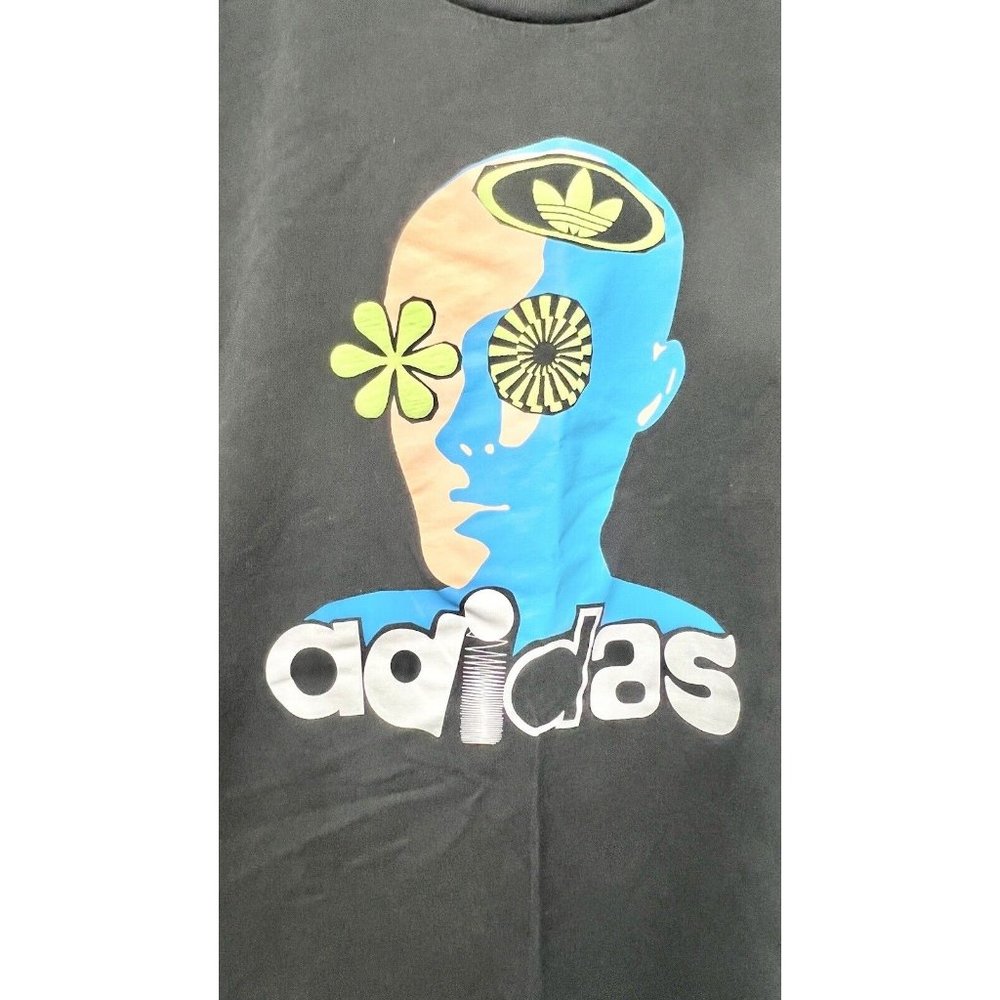 Adidas Original T-shirt Mens Adiplay Head Short Sleeve Logo Black Size L